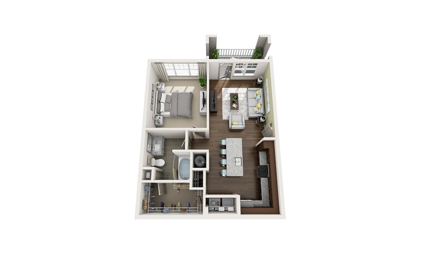 A1 Studio bedroom 1 bath 750 square feet