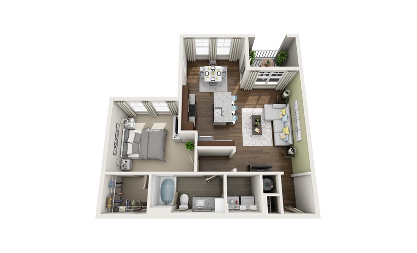 A2M3 1 bedroom 1 bath 819 square feet
