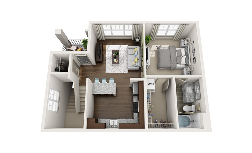 A5 1 bedroom 1 bath 648 square feet