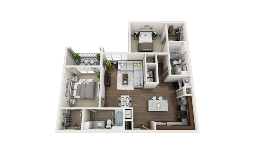 B1 2 bedroom 2 bath 1,079 square feet