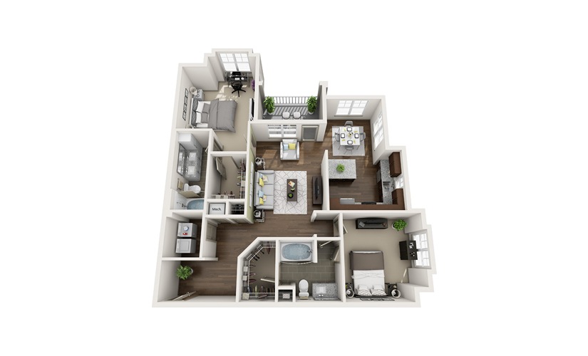 B3 2 bedroom 2 bath 1,152 square feet