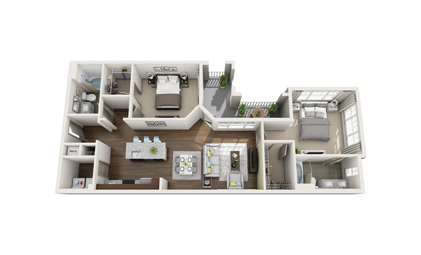 B4 2 bedroom 2 bath 1,122 square feet