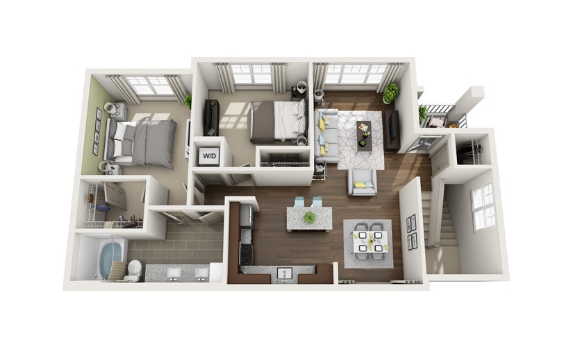 B5 2 bedroom 2 bath 952 square feet