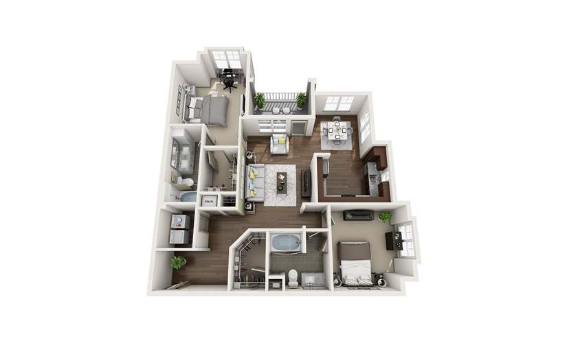 B6 2 bedroom 2 bath 1,152 square feet