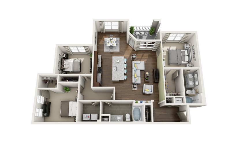 C1 3 bedroom 2 bath 1,438 square feet